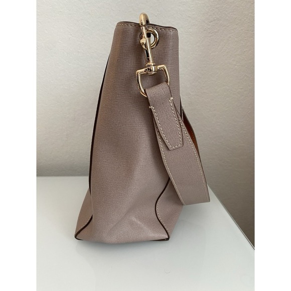 Dooney & Bourke Saffiano Leather Ashby Blush Gray Brown Strap Shoulder Bag Hook - Picture 8 of 16